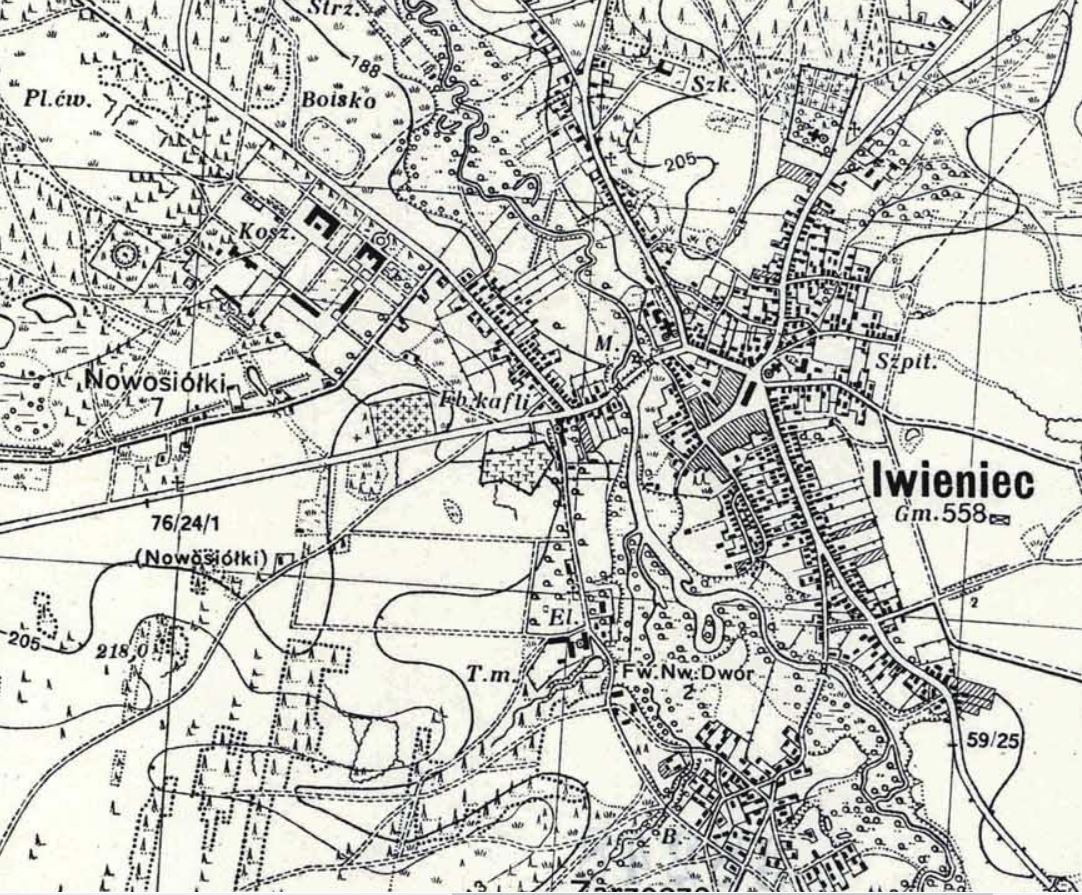 fragment mapy WIG z 1938 r. w skali 1:25.000